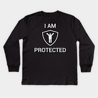 I am protected with i happy Kids Long Sleeve T-Shirt